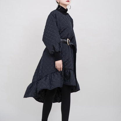 Black Ruffled Mermaid Winter Thicken Asymetrical Dresses