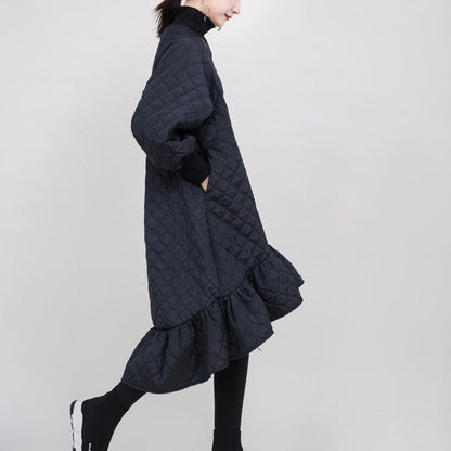 Black Ruffled Mermaid Winter Thicken Asymetrical Dresses