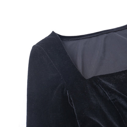 Vintage Black Split Front Mini Dresses