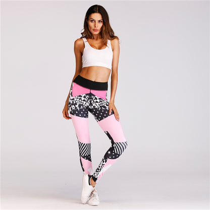 Pink Leopard Print Yoga Leggings for Women