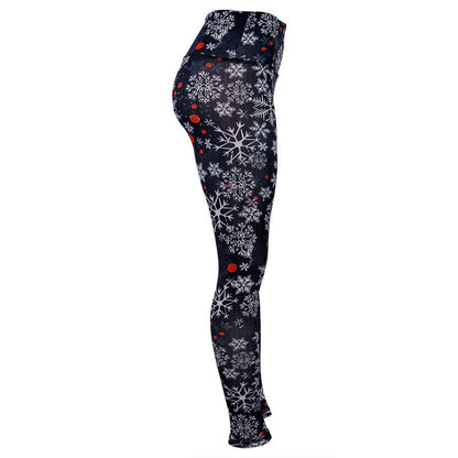 Merry Christmas Snowflake Print Women Yoga Leggings