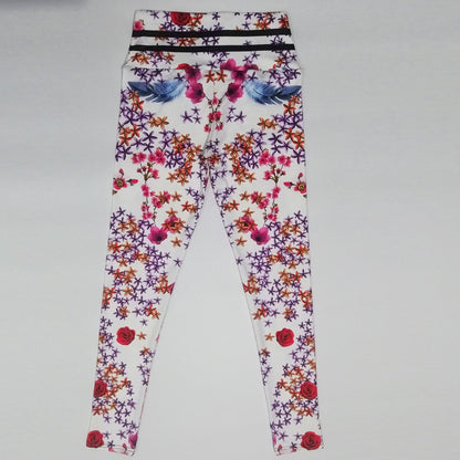Sexy Peach Flower Print Yoga Suits