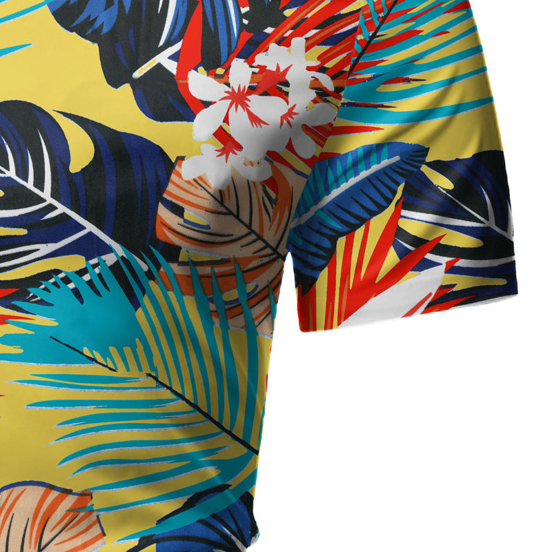 Leaf Print Summer Men's Short Sleeves T Shirts