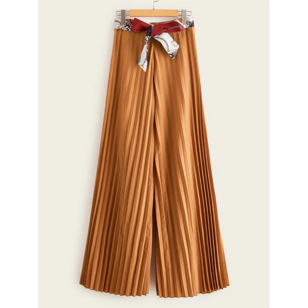High Waist Bowknot Pleated Women Pants-STYLEGOING