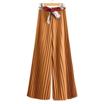 High Waist Bowknot Pleated Women Pants-STYLEGOING