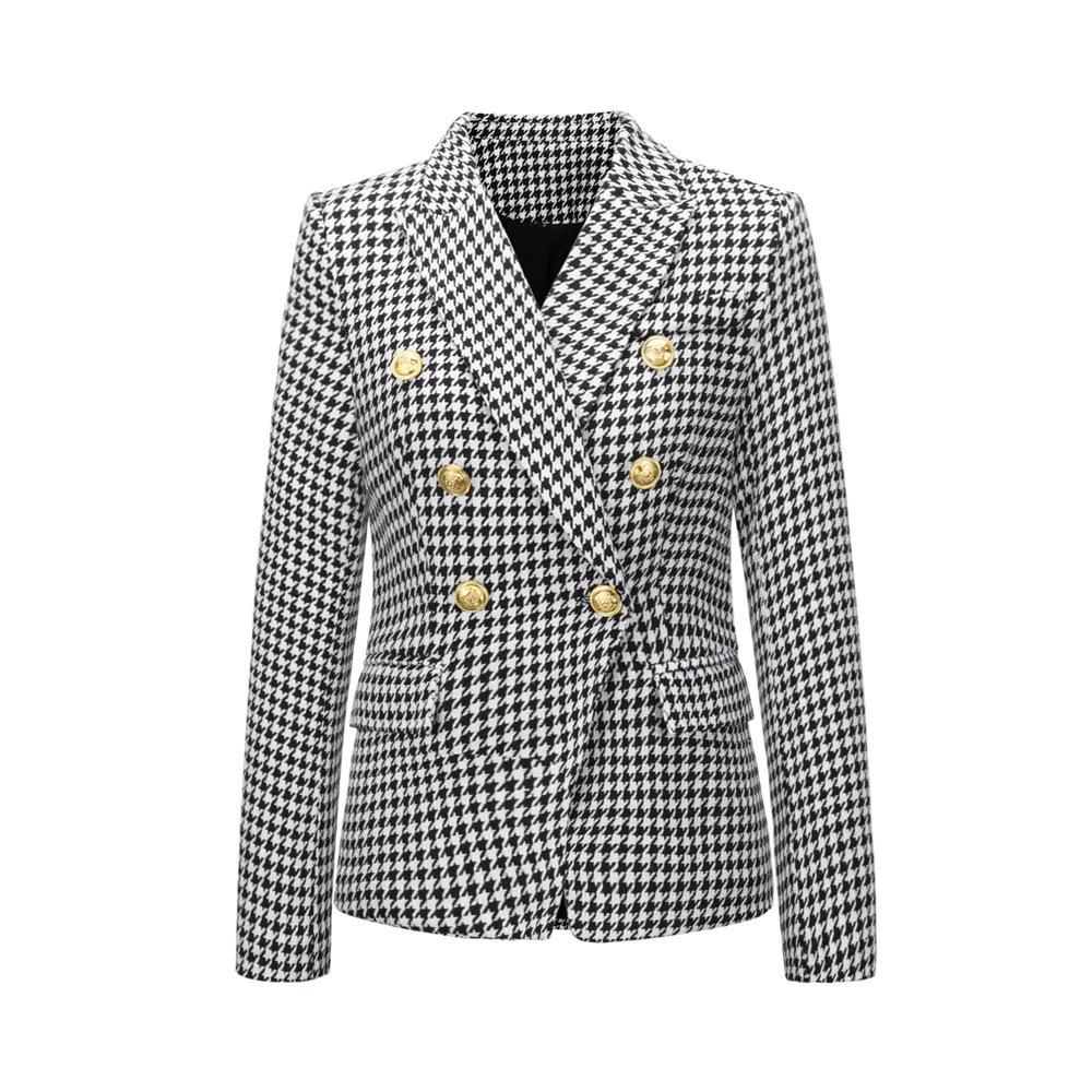 Fashion Women Long Sleeves Casual Blazers-Plaid-S-Free Shipping at meselling99