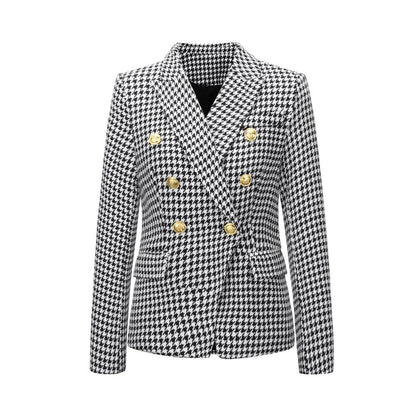 Fashion Women Long Sleeves Casual Blazers-Plaid-S-Free Shipping at meselling99