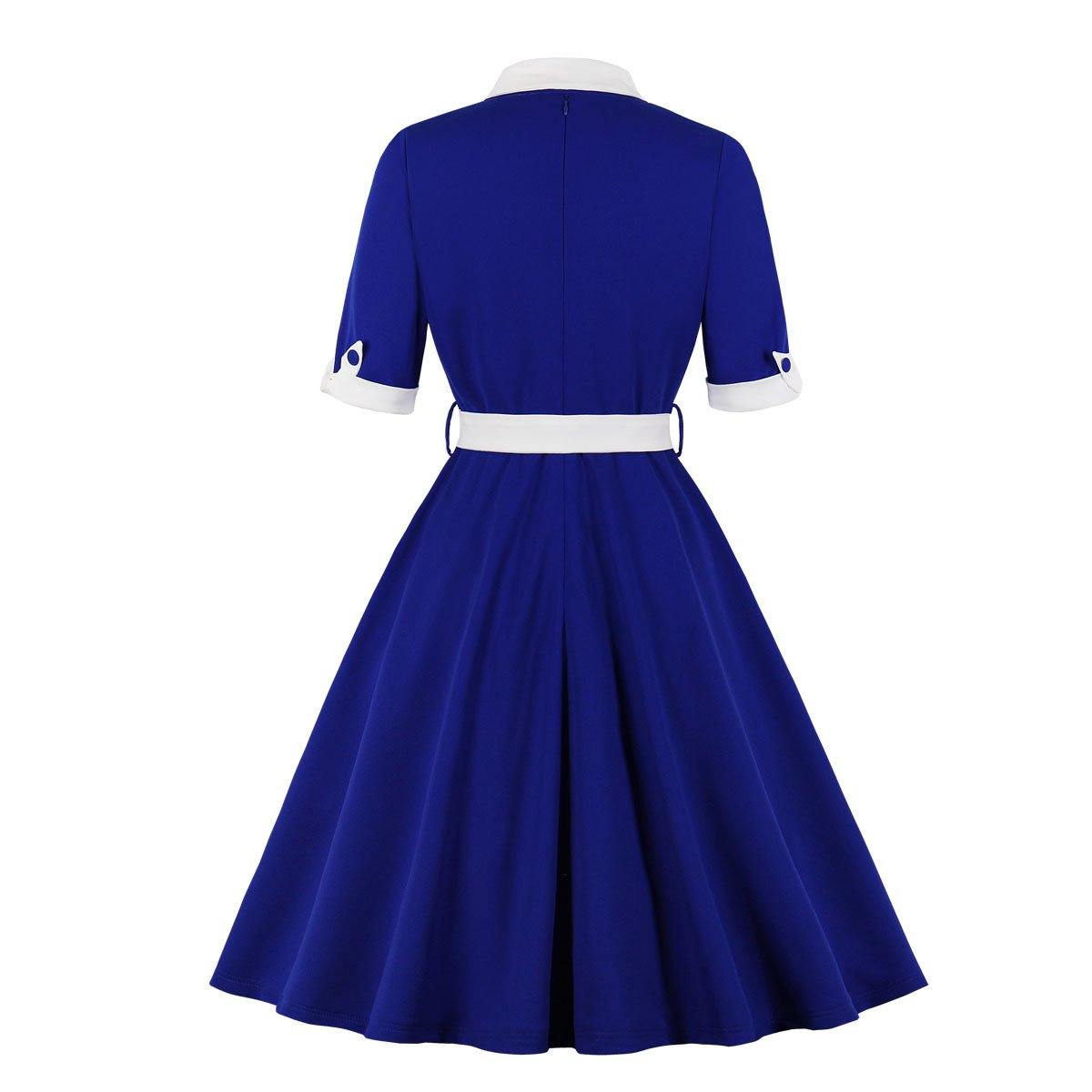 Women Vintage Short Sleeves Midi Dresses-STYLEGOING