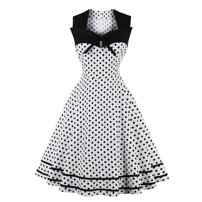 Women Square Neckline Sleeveless Plus Sizes Vintage Dresses-STYLEGOING