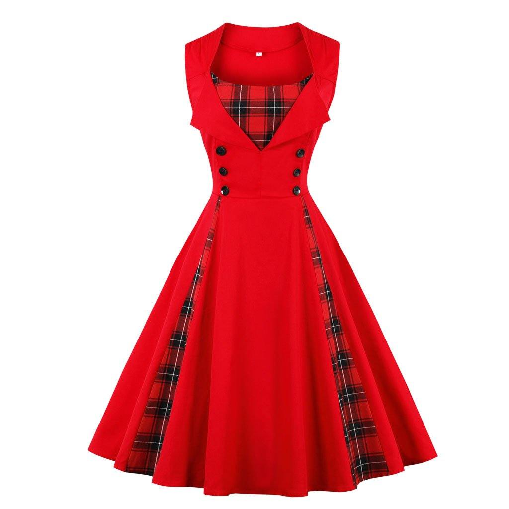 Vintage Plus Sizes Classy Midi Dresses-STYLEGOING