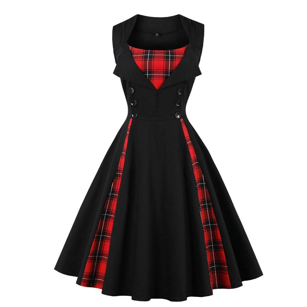 Vintage Plus Sizes Classy Midi Dresses-STYLEGOING