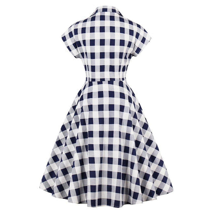 Plus Sizes Plaid Midi Length Dresses-STYLEGOING