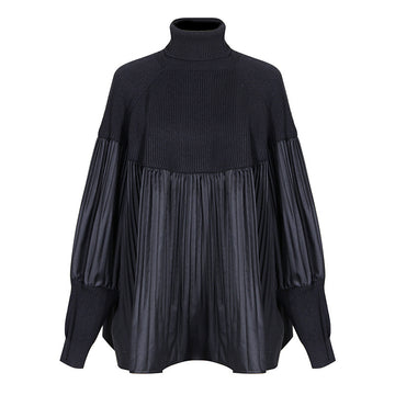 Black Turtleneck Women Knitting Blouses