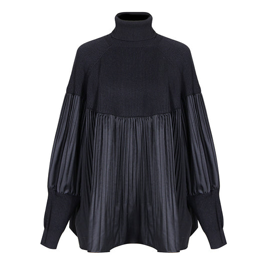Black Turtleneck Women Knitting Blouses