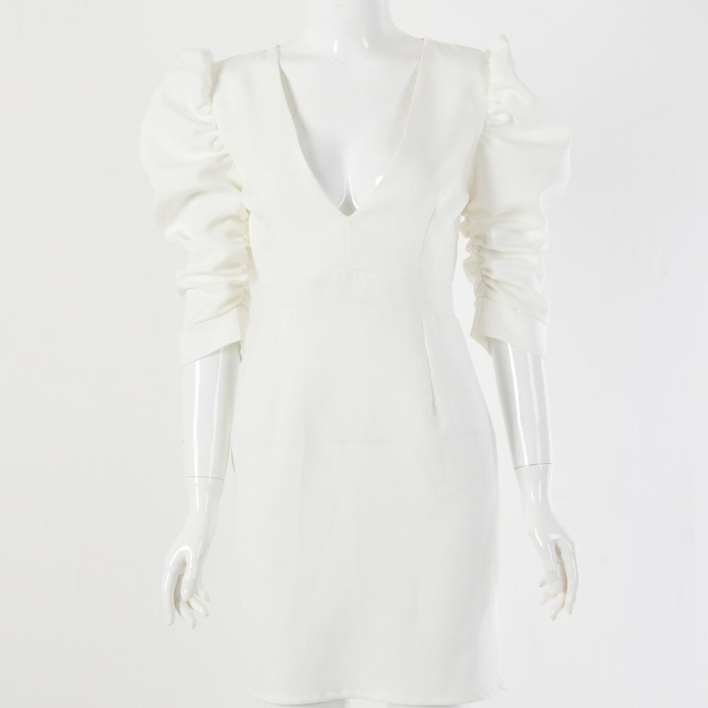 White Sexy Deep V Neck Backless Princess Dresses