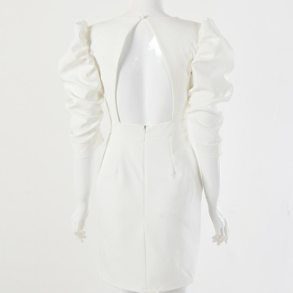 White Sexy Deep V Neck Backless Princess Dresses