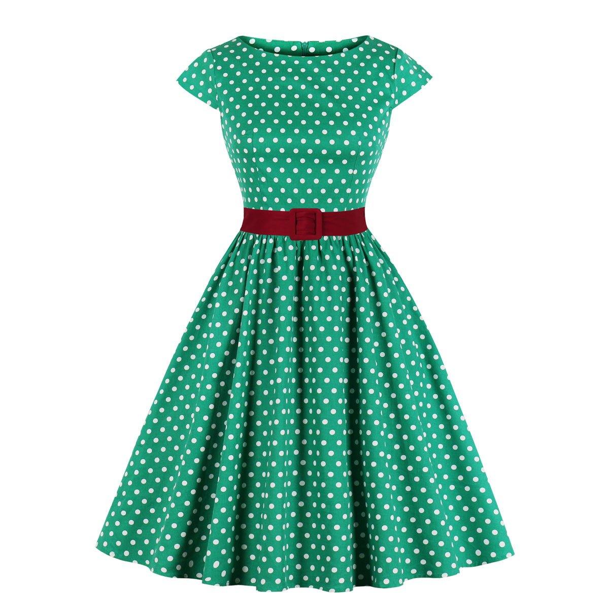 Regular Waist Dot Print Plus Sizes Midi Dresses-STYLEGOING