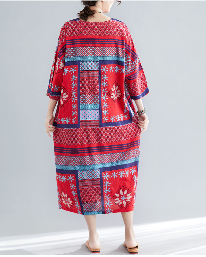 Ethnic Summer Linen Plus Sizes Dresses