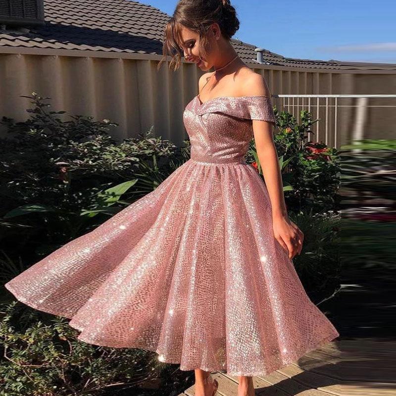 Sexy V Neck Off The Shoulder Party Dresses-STYLEGOING