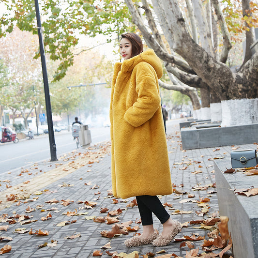 Winter Artificial Fur Warm Overcoat for Women