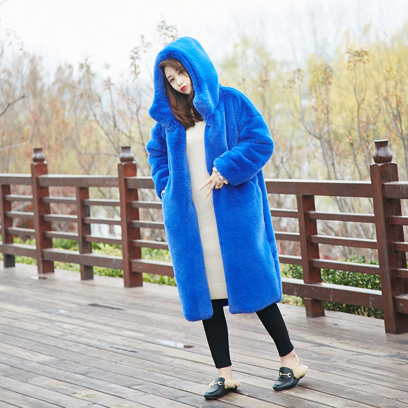 Winter Artificial Fur Warm Overcoat for Women