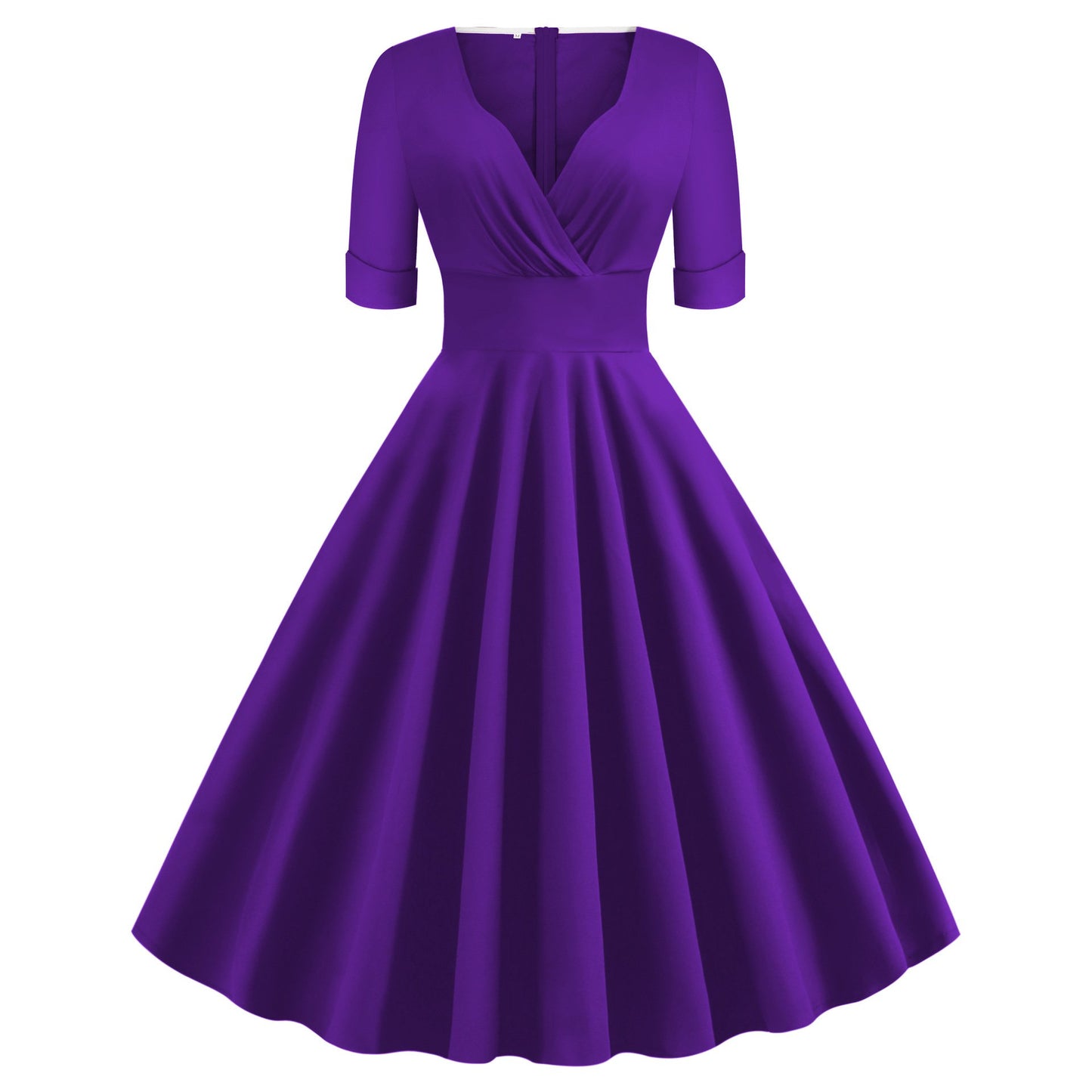 Vintage Short Sleeves V Neck Ball Dresses-STYLEGOING