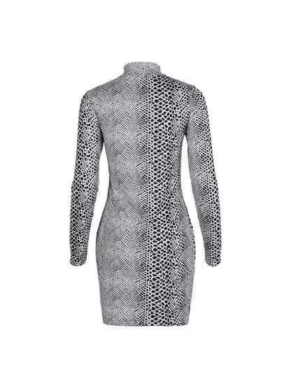 Sexy Snake Print Long Sleeves Sheath Dresses