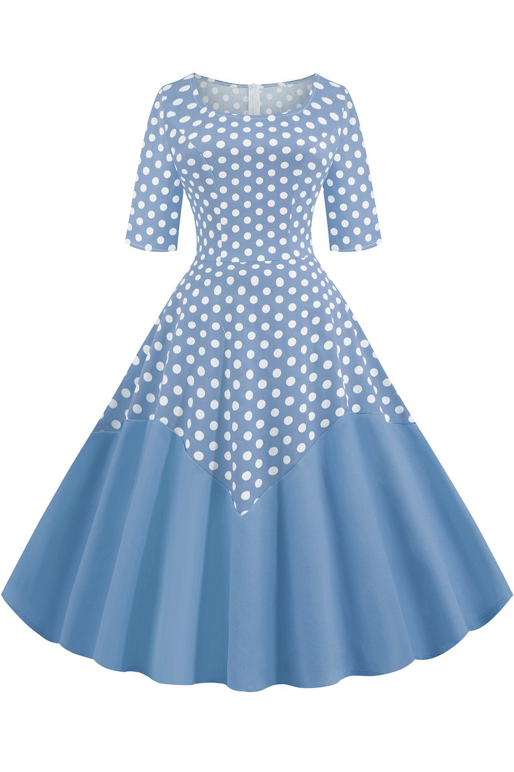 Round Neck Half Sleeves Vintage Dresses-STYLEGOING
