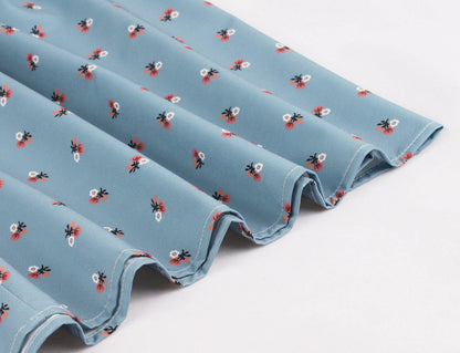 Women V Neck Floral Print High Waist Vintage Dresses with Button-STYLEGOING