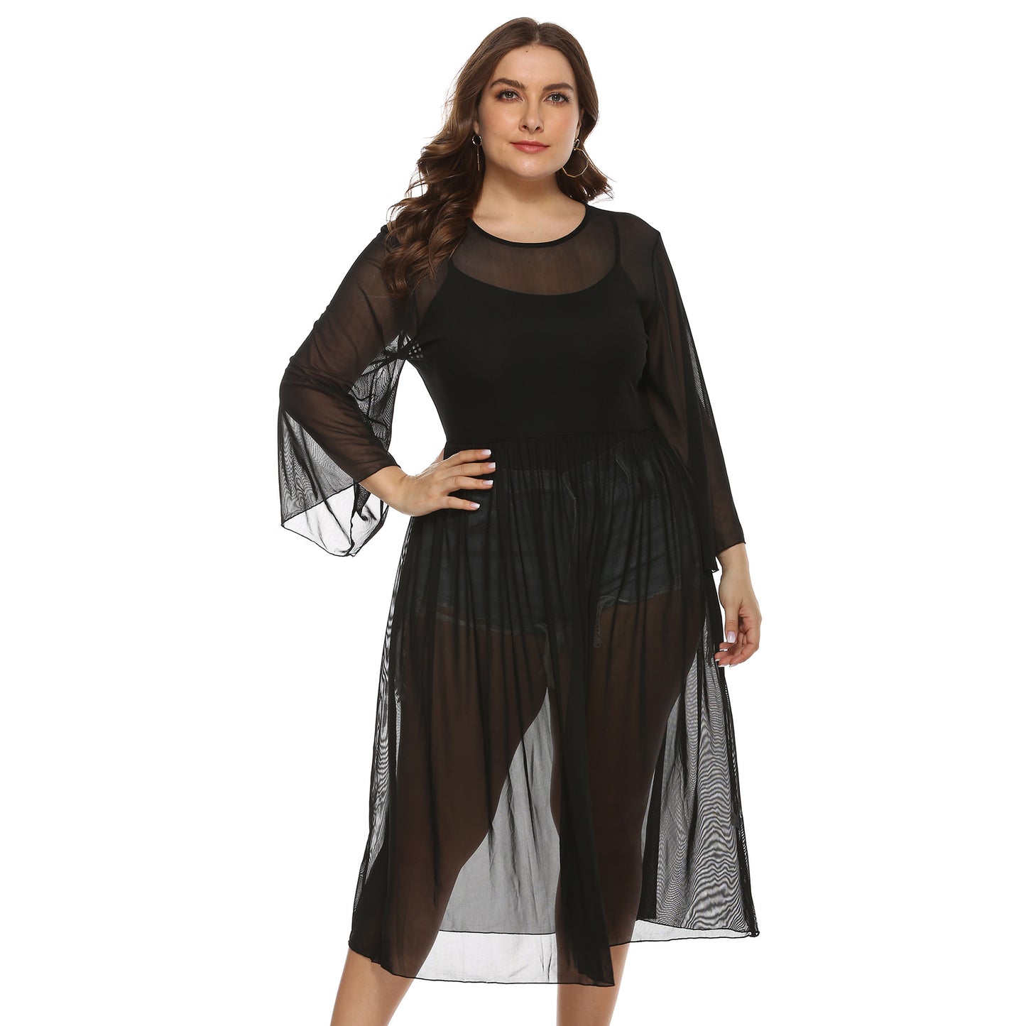 Black Sexy See Throught Plus Sizes Summber Beach Cover Ups