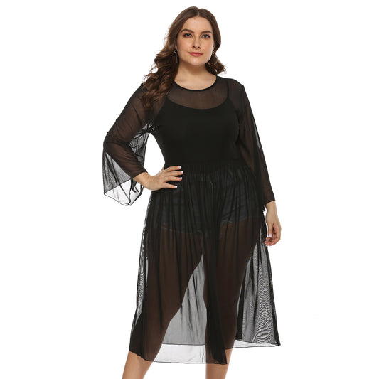 Black Sexy See Throught Plus Sizes Summber Beach Cover Ups