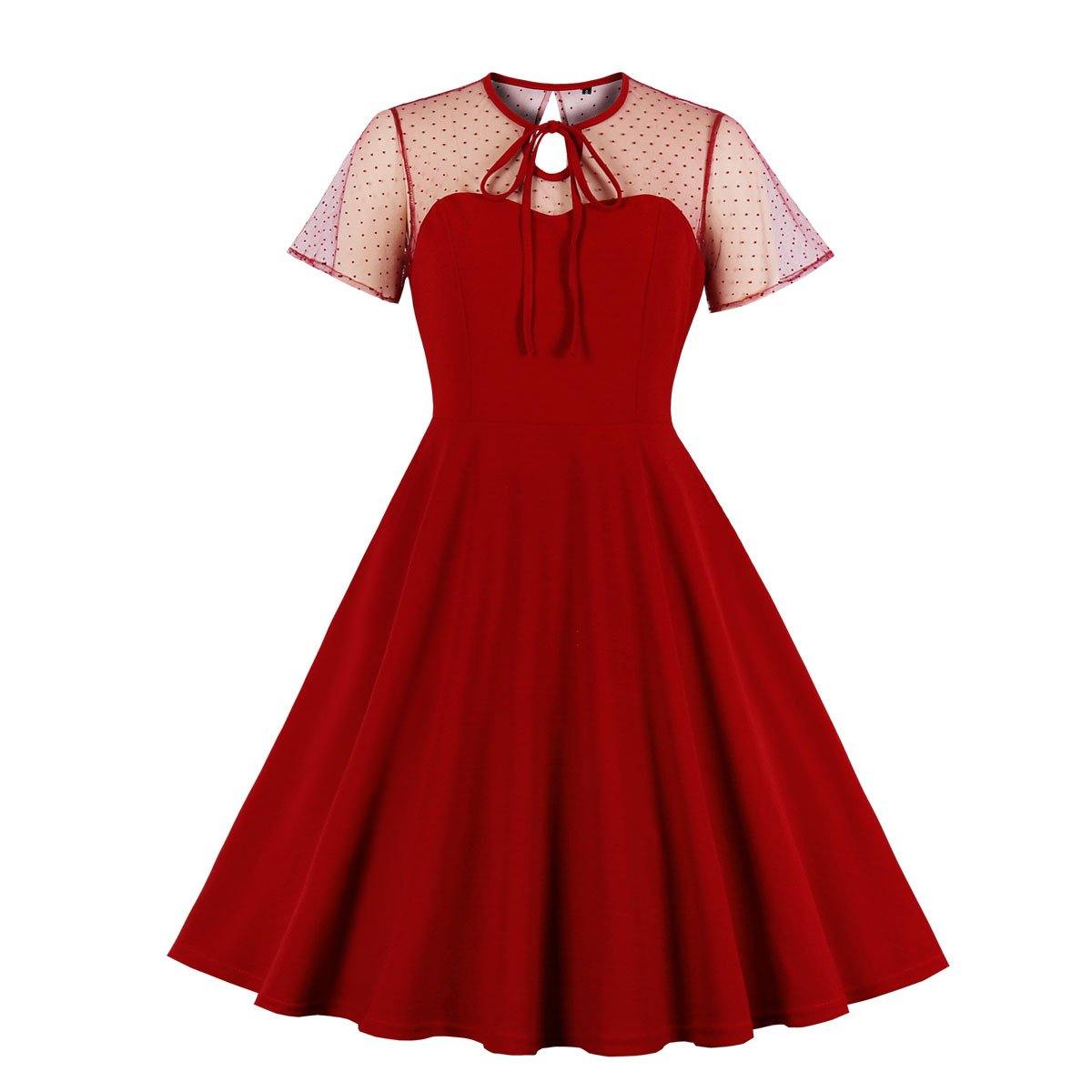 Retro Women Short Sleeves Dreses-STYLEGOING