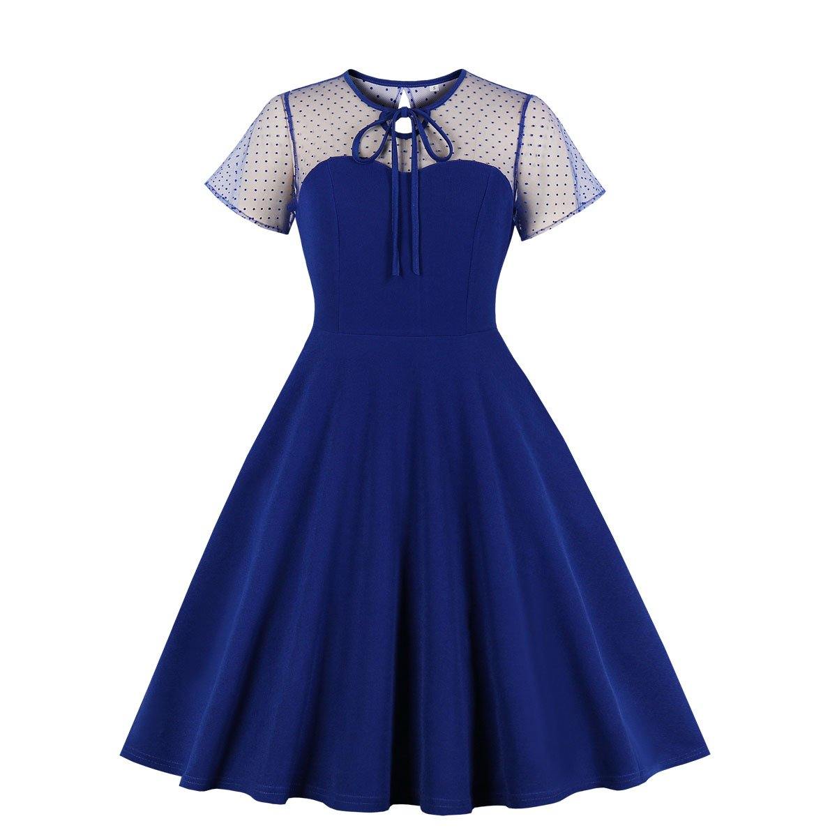 Retro Women Short Sleeves Dreses-STYLEGOING