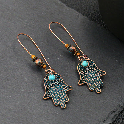 Vintage Leaf Design Bohemian Drop Earrings