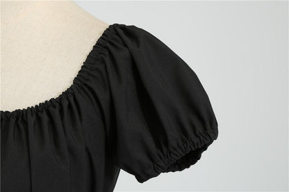 Women Square Neck Casual Retro Dresses-STYLEGOING