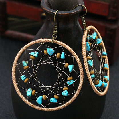 Vintage Bohemian Dreamcatcher Drop Earrings for Women