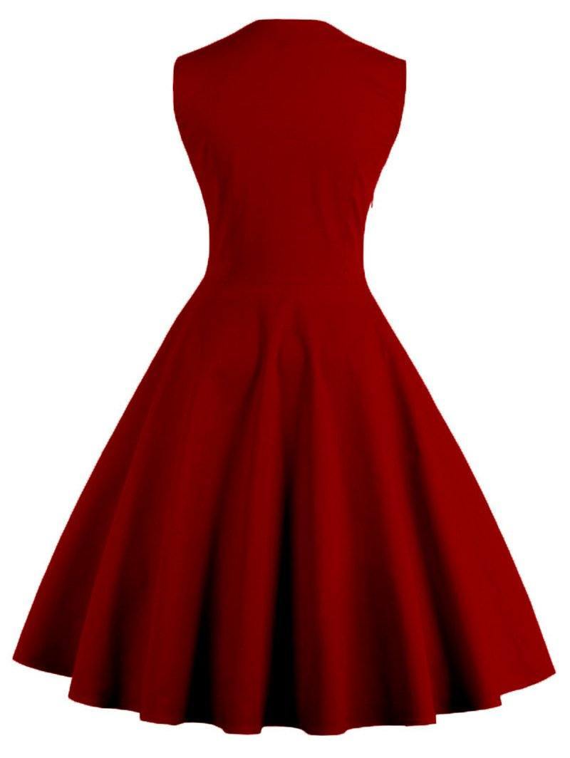 Women Vintage Sleeveless Midi Length Dresses-STYLEGOING