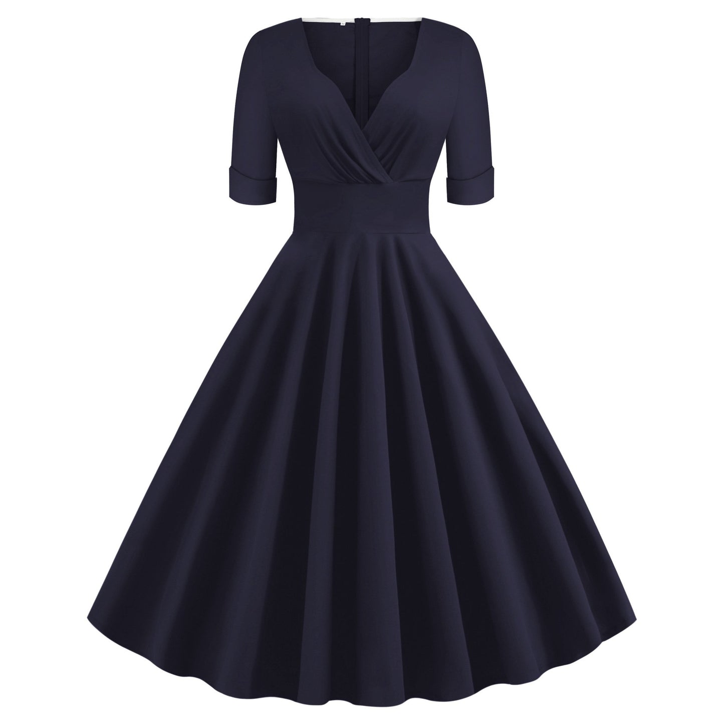 Vintage Short Sleeves V Neck Ball Dresses-STYLEGOING
