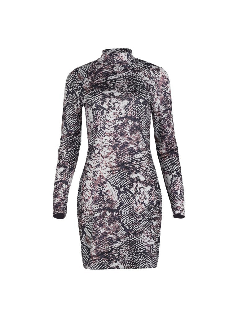 Sexy Snake Print Long Sleeves Sheath Dresses
