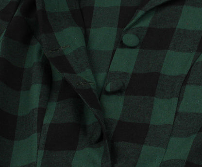 Women Short Sleeves Plaid Vintage Dresses-STYLEGOING