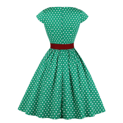 Regular Waist Dot Print Plus Sizes Midi Dresses-STYLEGOING
