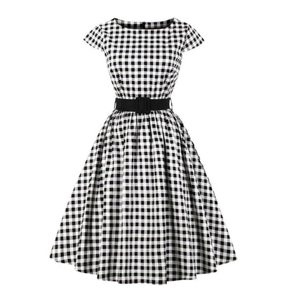 Regular Waist Dot Print Plus Sizes Midi Dresses-STYLEGOING