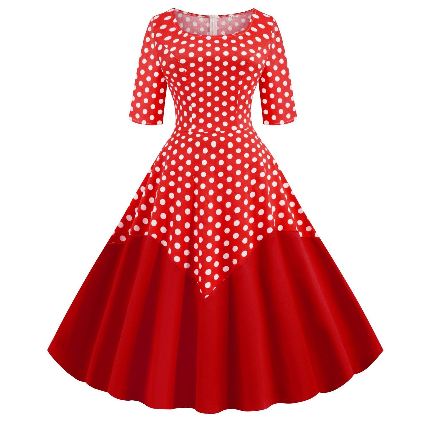 Round Neck Half Sleeves Vintage Dresses-STYLEGOING