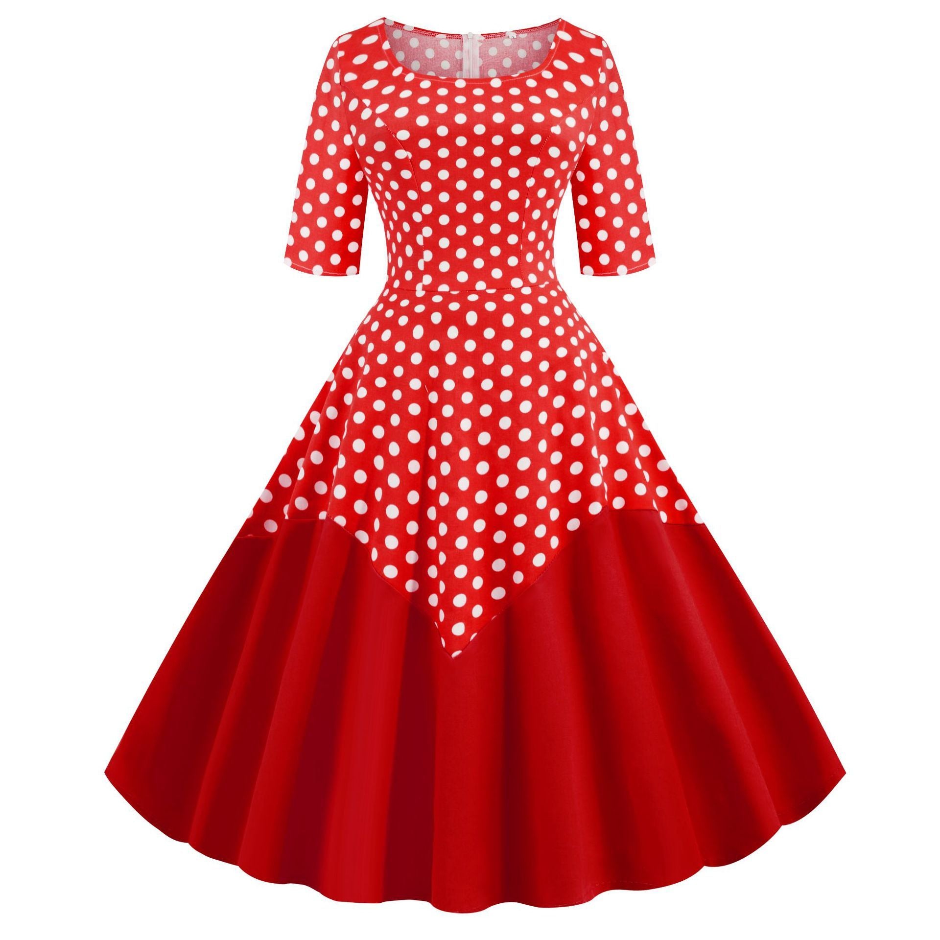 Round Neck Half Sleeves Vintage Dresses-STYLEGOING