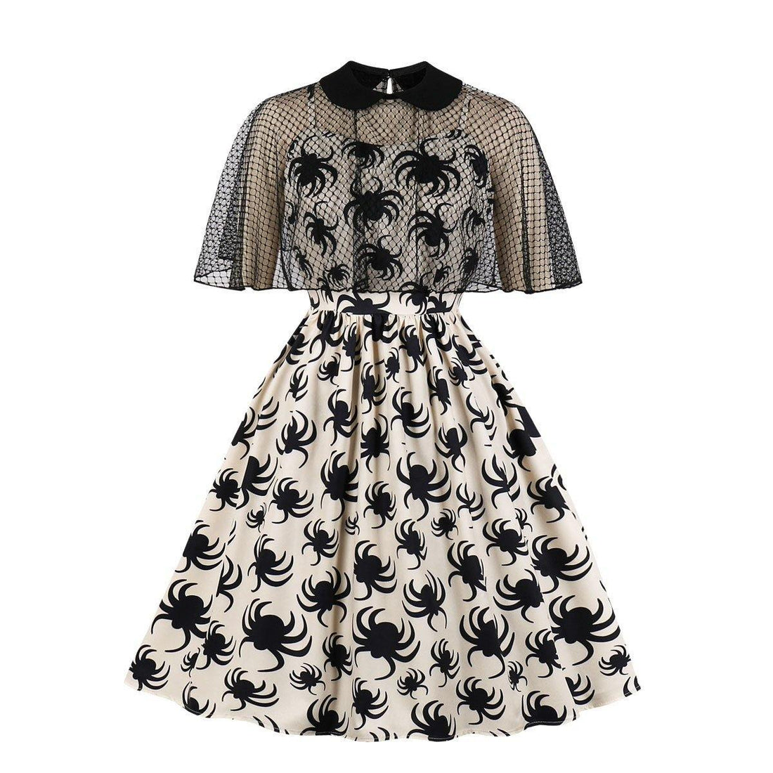 Retro Women Floral Print Net Dresses-STYLEGOING