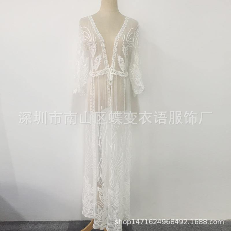 Sexy Embroidery Beach Summer Long Cover Ups-STYLEGOING