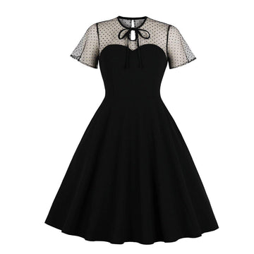 Retro Women Short Sleeves Dreses-STYLEGOING