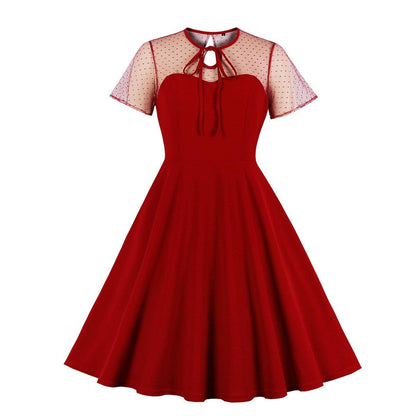 Retro Women Short Sleeves Dreses-STYLEGOING
