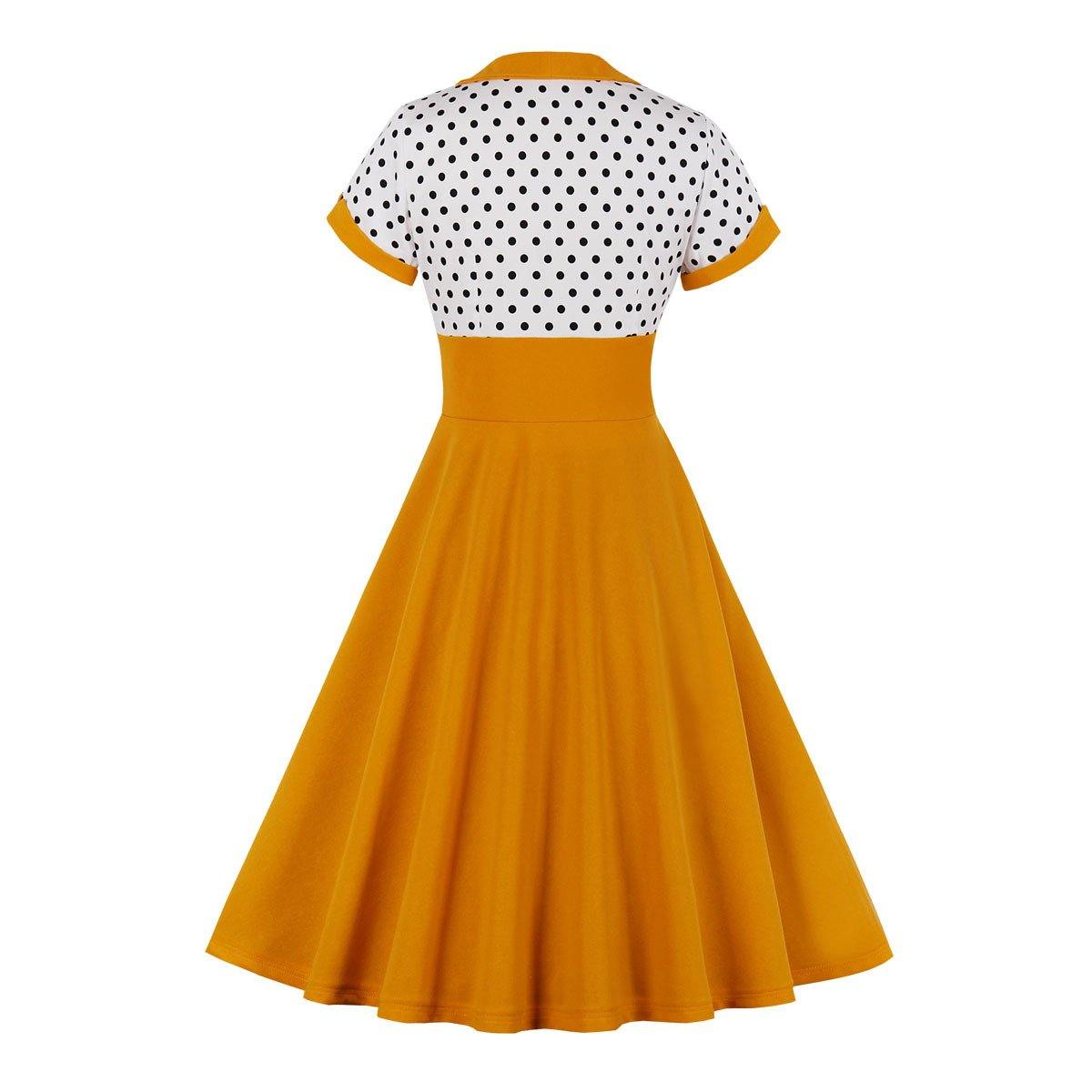 Square Neckline Dot Print Plus Size Retro Dresses-STYLEGOING