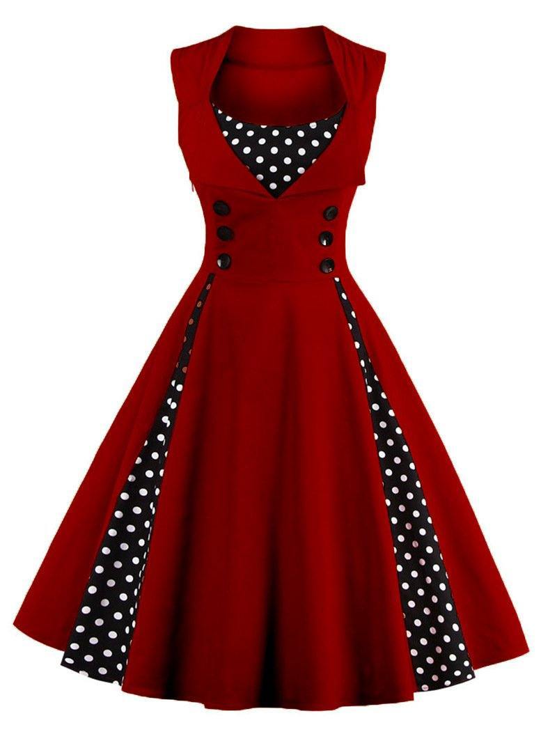 Women Vintage Sleeveless Midi Length Dresses-STYLEGOING